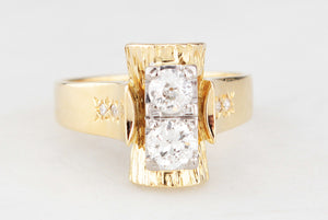 MID-CENTURY .68ct DOUBLE DIAMOND RING 18ct GOLD