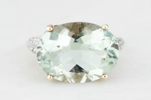 CONTEMPORARY 7.30ct PRASIOLITE & DIAMOND RING 9ct GOLD
