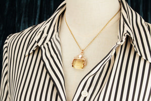 ANTIQUE 1922 CITRINE FOB SPINNER 9ct GOLD