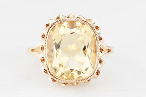 RETRO 1965 CITRINE COCKTAIL RING 9ct GOLD