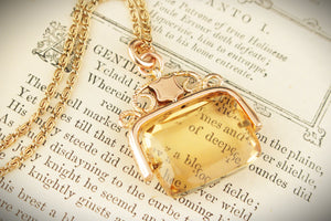 ANTIQUE 1922 CITRINE FOB SPINNER 9ct GOLD