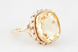 RETRO 1965 CITRINE COCKTAIL RING 9ct GOLD