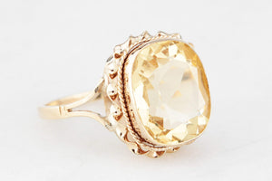 RETRO 1965 CITRINE COCKTAIL RING 9ct GOLD