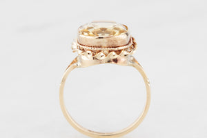 RETRO 1965 CITRINE COCKTAIL RING 9ct GOLD