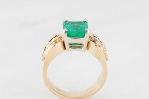 VINTAGE 1940/50’s EMERALD & DIAMOND RING 14ct GOLD