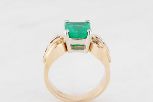 VINTAGE 1940/50’s EMERALD & DIAMOND RING 14ct GOLD