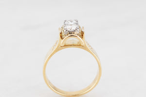 MID-CENTURY .68ct DOUBLE DIAMOND RING 18ct GOLD