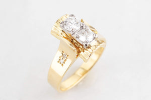 MID-CENTURY .68ct DOUBLE DIAMOND RING 18ct GOLD