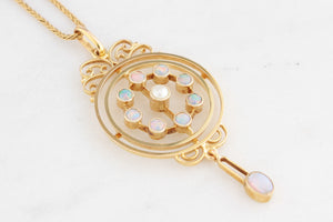 ANTIQUE EDWARDIAN c1900 OPAL PENDANT 9ct GOLD