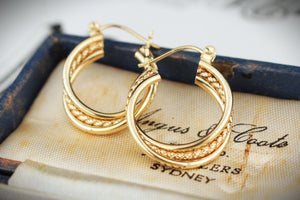 MODERN TRIPLE HOOP EARRINGS 14ct GOLD