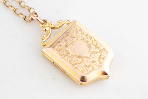 ANTIQUE EDWARDIAN c1910 ETCHED LOCKET 9ct GOLD