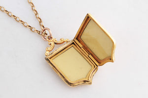 ANTIQUE EDWARDIAN c1910 ETCHED LOCKET 9ct GOLD