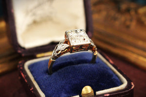 ANTIQUE AUSTRALIAN c1915 .40ct DIAMOND RING PLATINUM & 18ct GOLD