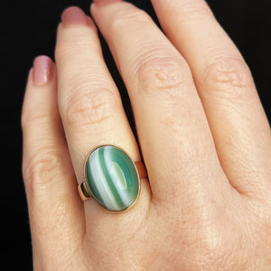 MID-CENTURY BANDED AGATE RING 14ct YELLOW GOLD