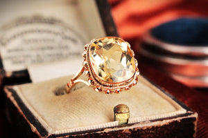 RETRO 1965 CITRINE COCKTAIL RING 9ct GOLD