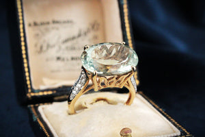 CONTEMPORARY 7.30ct PRASIOLITE & DIAMOND RING 9ct GOLD