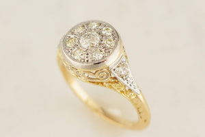 ANTIQUE EDWARDIAN c1915 .77ct DIAMOND CLUSTER RING 18ct GOLD