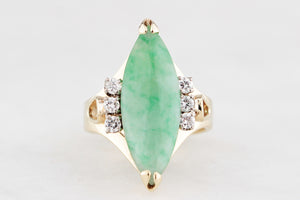 VINTAGE c1940 JADE & DIAMOND RING 14ct GOLD