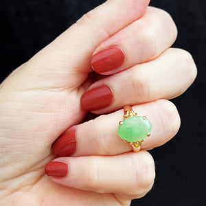 VINTAGE 1940s JADE RING 14ct GOLD