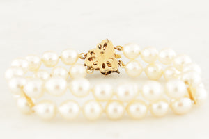 VINTAGE c1960 SEMI-BAROQUE PEARL & TURQUOISE DOUBLE STRAND BRACELET