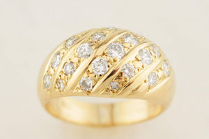 VINTAGE ESTATE 1.25ct DIAMOND BOMBE RING 18ct GOLD