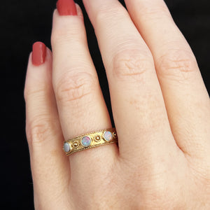VINTAGE SOLID OPAL TRILOGY BAND 9ct GOLD