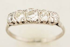 ANTIQUE EDWARDIAN c1915 .70ct FIVE STONE DIAMOND 18ct GOLD