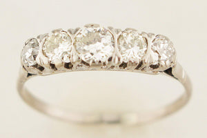ANTIQUE EDWARDIAN c1915 .70ct FIVE STONE DIAMOND 18ct GOLD