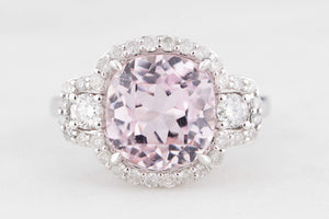 CONTEMPORARY KUNZITE & DIAMOND RING 14ct GOLD