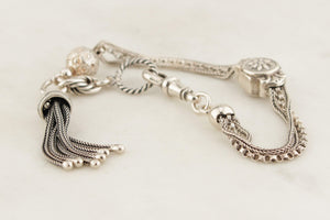ANTIQUE VICTORIAN 1876 STERLING SILVER ALBERTINA BRACELET