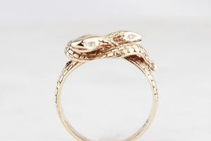 VINTAGE 1962 MID-CENTURY DIAMOND DOUBLE SNAKE RING 9ct GOLD
