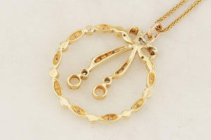 VINTAGE c1940 EDWARDIAN STYLE OPAL & DIAMOND PENDANT 14ct GOLD