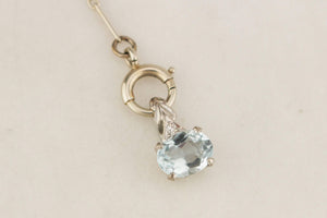 ANTIQUE AQUAMARINE & DIAMOND PENDANT 18ct GOLD