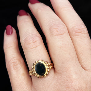 RETRO ANTIQUE STYLE BLOODSTONE RING 9ct GOLD