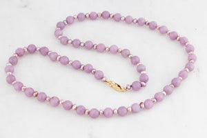 BESPOKE KUNZITE & PEARL NECKLACE 9ct GOLD