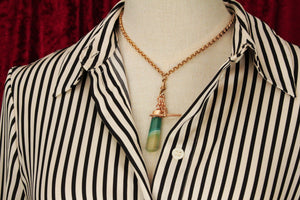 ANTIQUE VICTORIAN BANDED AGATE & T BAR FOB PENDANT 9ct GOLD