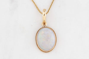 RETRO 1984 SOLID OPAL PENDANT 9ct GOLD