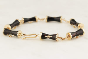 ANTIQUE EDWARDIAN c1915 BLACK CORAL BRACELET 9ct GOLD