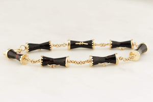 ANTIQUE EDWARDIAN c1915 BLACK CORAL BRACELET 9ct GOLD