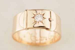 ANTIQUE EDWARDIAN c1900 DIAMOND BUCKLE RING 9ct GOLD