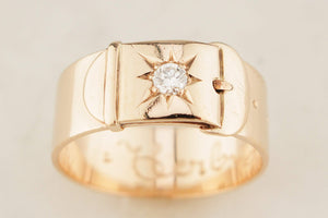 ANTIQUE EDWARDIAN c1900 DIAMOND BUCKLE RING 9ct GOLD