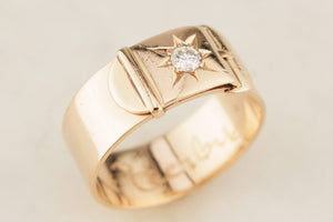 ANTIQUE EDWARDIAN c1900 DIAMOND BUCKLE RING 9ct GOLD