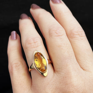 MID-CENTURY 4.50ct CITRINE RING 9ct GOLD