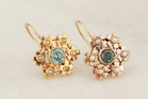 ANTIQUE EDWARDIAN c1915 ZIRCON EARRINGS 9ct GOLD