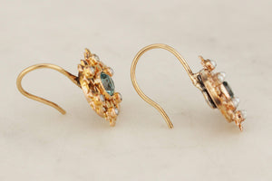 ANTIQUE EDWARDIAN c1915 ZIRCON EARRINGS 9ct GOLD
