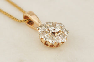 ANTIQUE EDWARDIAN c1900 1.05ct DIAMOND CLUSTER PENDANT 15ct GOLD