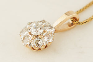 ANTIQUE EDWARDIAN c1900 1.05ct DIAMOND CLUSTER PENDANT 15ct GOLD