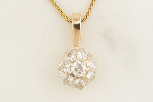ANTIQUE EDWARDIAN c1900 1.05ct DIAMOND CLUSTER PENDANT 15ct GOLD