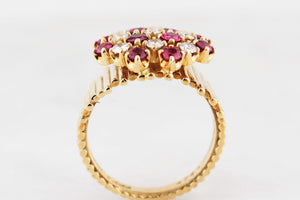 VINTAGE MID-CENTURY 1969 RUBY & DIAMOND RING 18ct GOLD