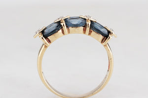 VINTAGE SAPPHIRE & DIAMOND RING 9ct GOLD
